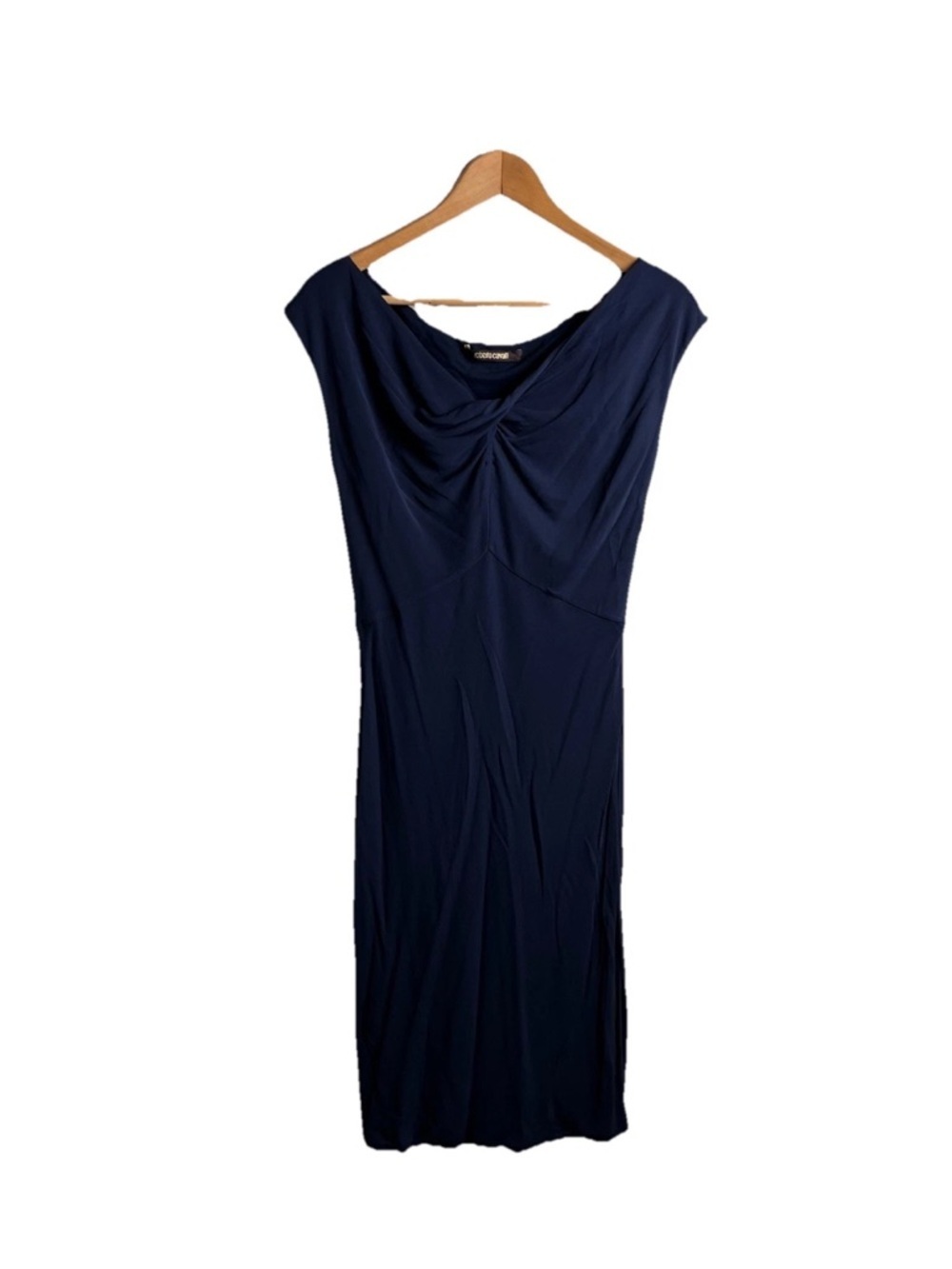 Roberto Cavalli Dress 42 Navy Blue Jersey Knit Keyhole Bodycon Women’s
